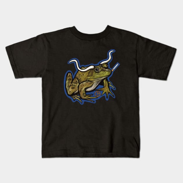 Longhorn Bullfrog Kids T-Shirt by Art from the Blue Room